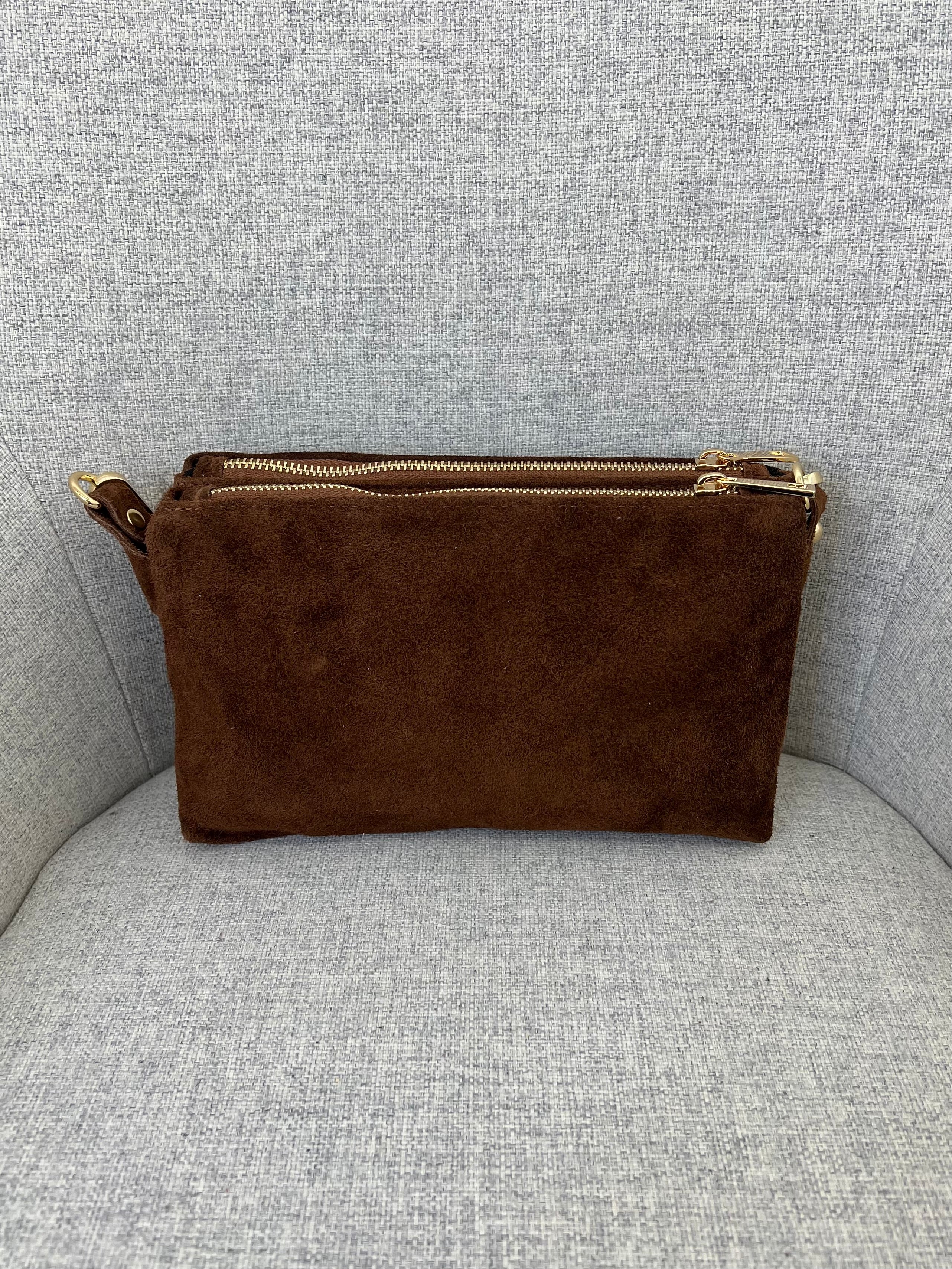 Pochette Doppia Vera Pelle Scamosciata VPB002