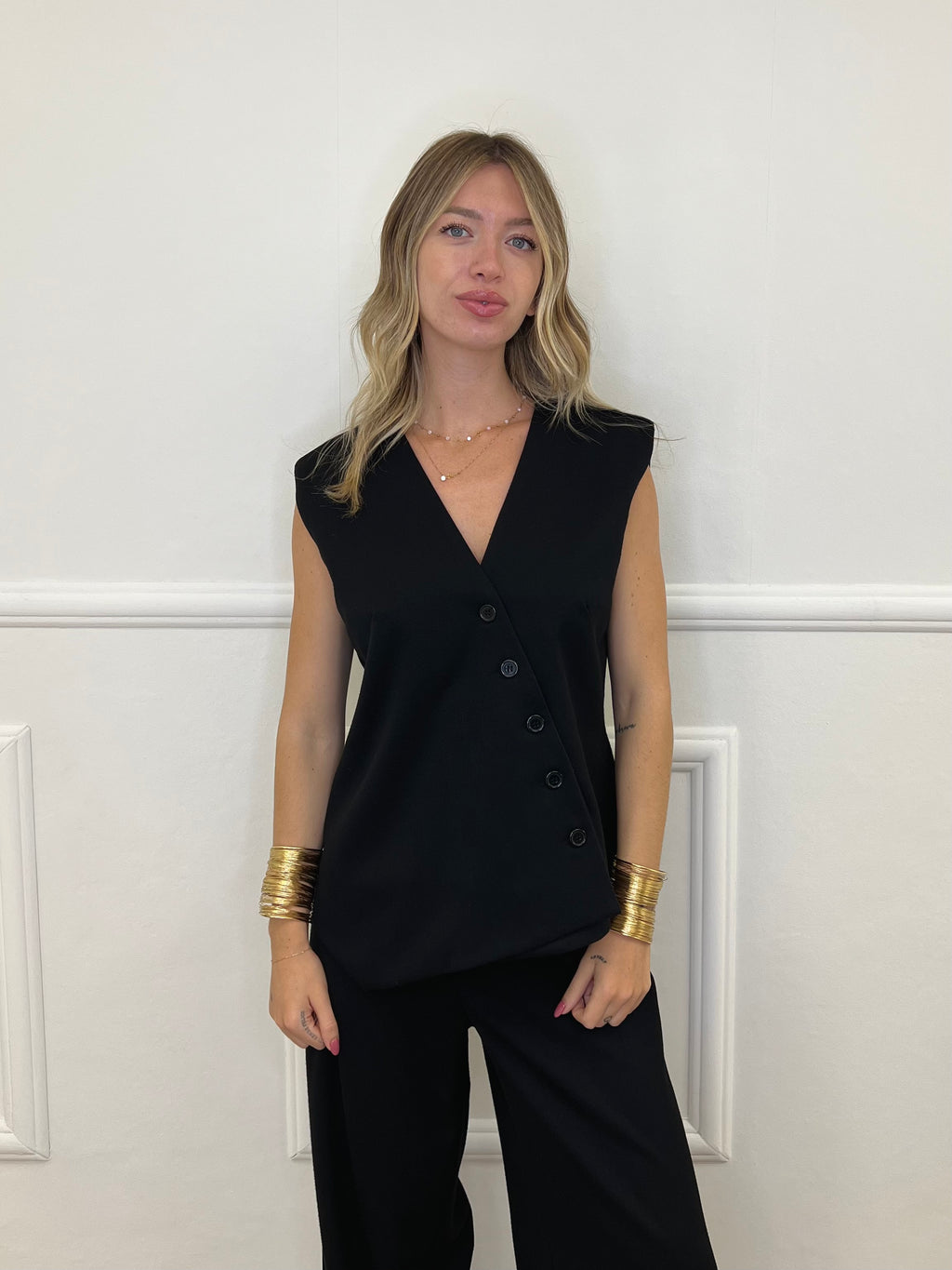 Gilet Chiusura Diagonale 2430 Nero