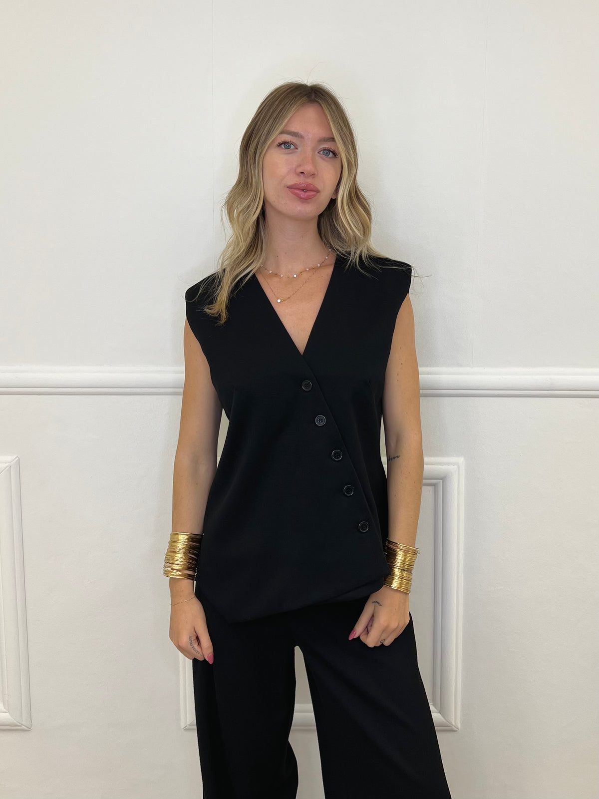 Gilet Chiusura Diagonale 2430 Nero