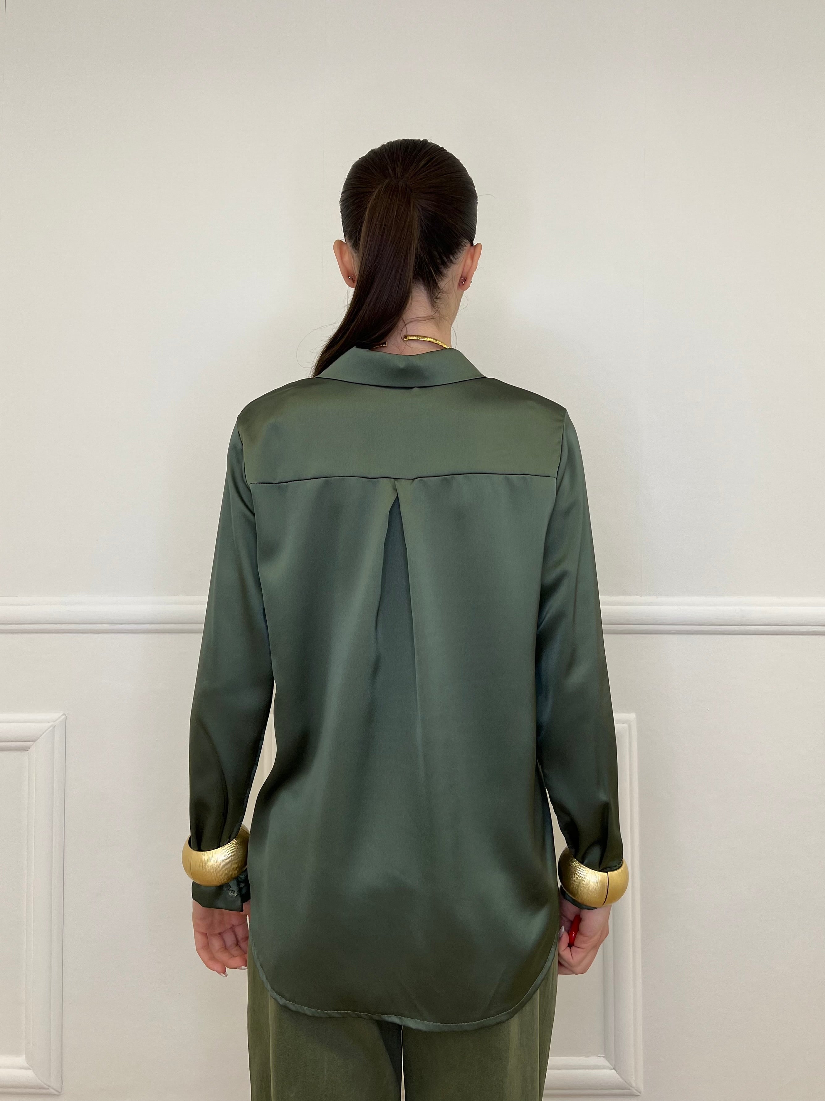 Camicia Satin 261081 Verde Militare