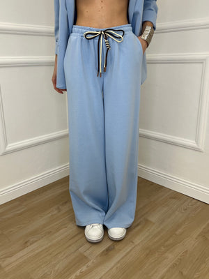 Pantalone a Palazzo Viscosa 25413 Azzurro