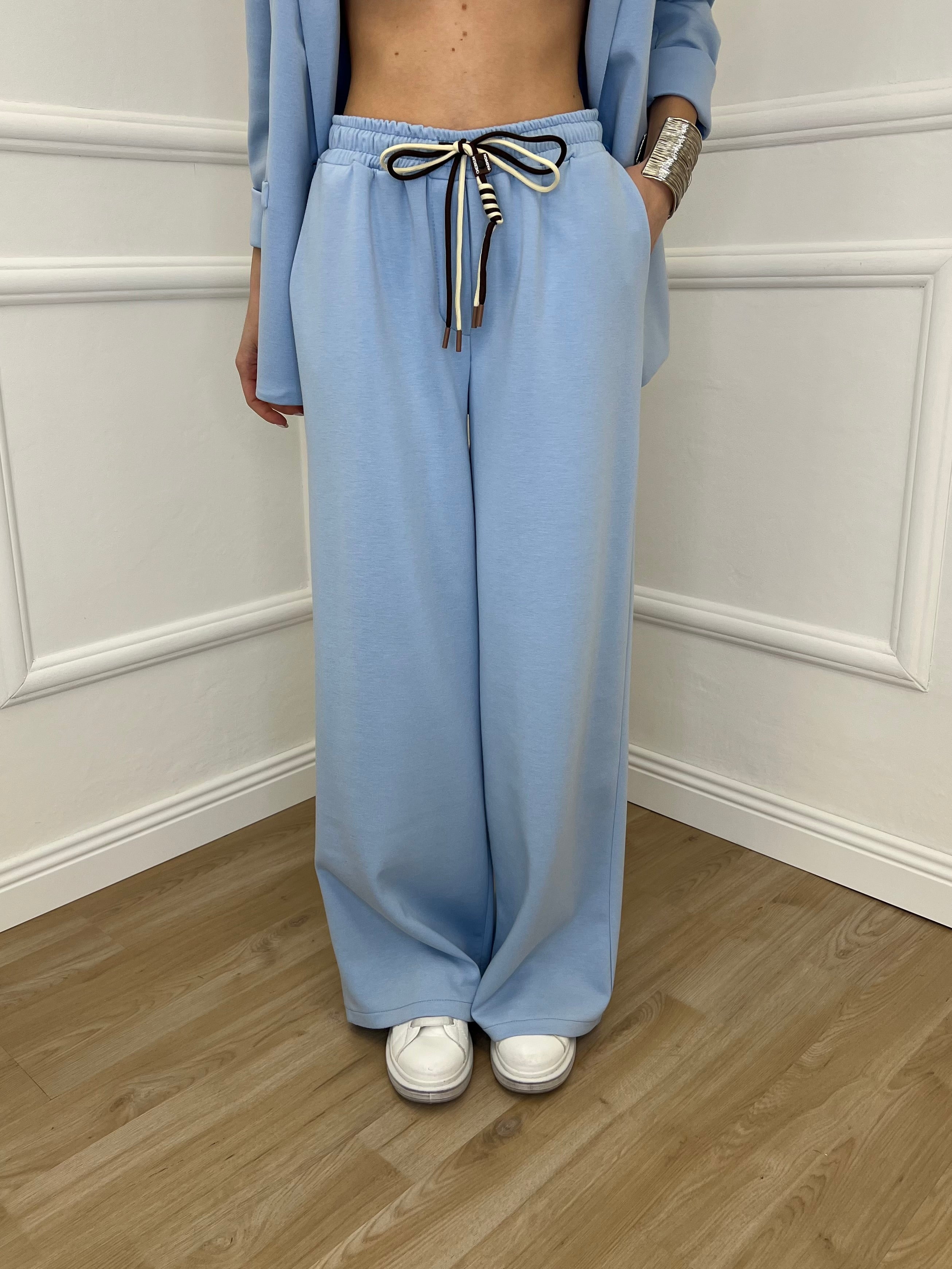 Pantalone a Palazzo Viscosa 25413 Azzurro