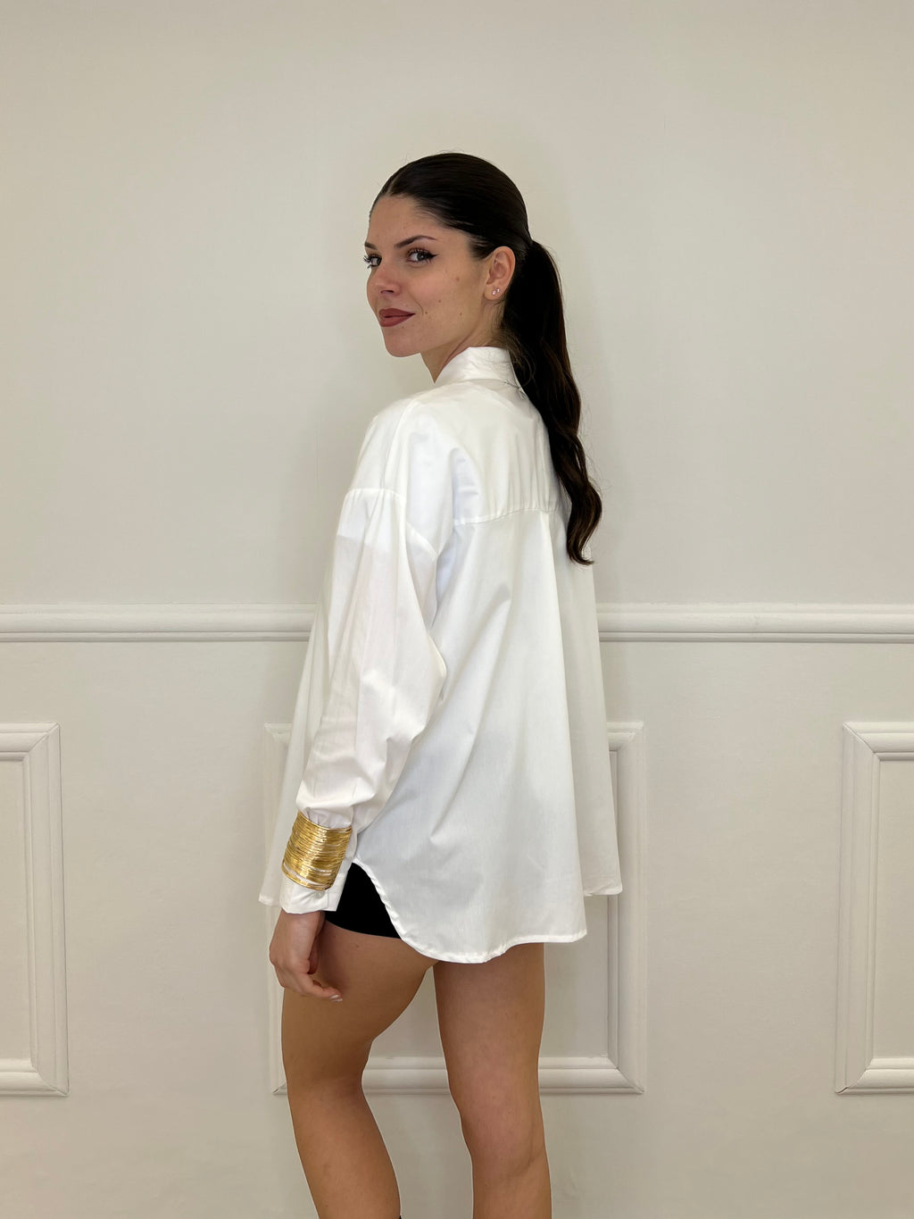 Camicia Over Conchiglie H2264 Bianco