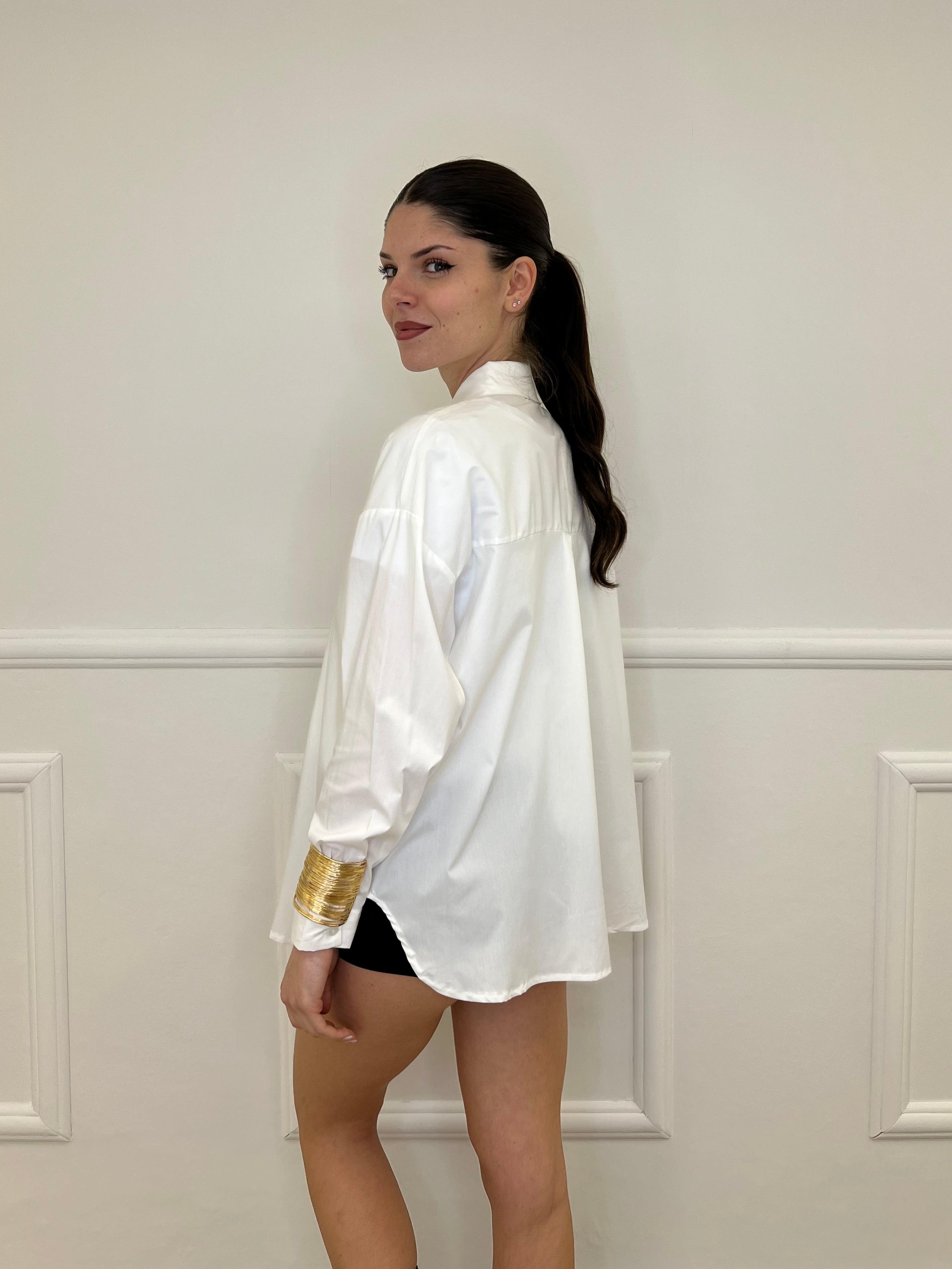 Camicia Over Conchiglie H2264 Bianco