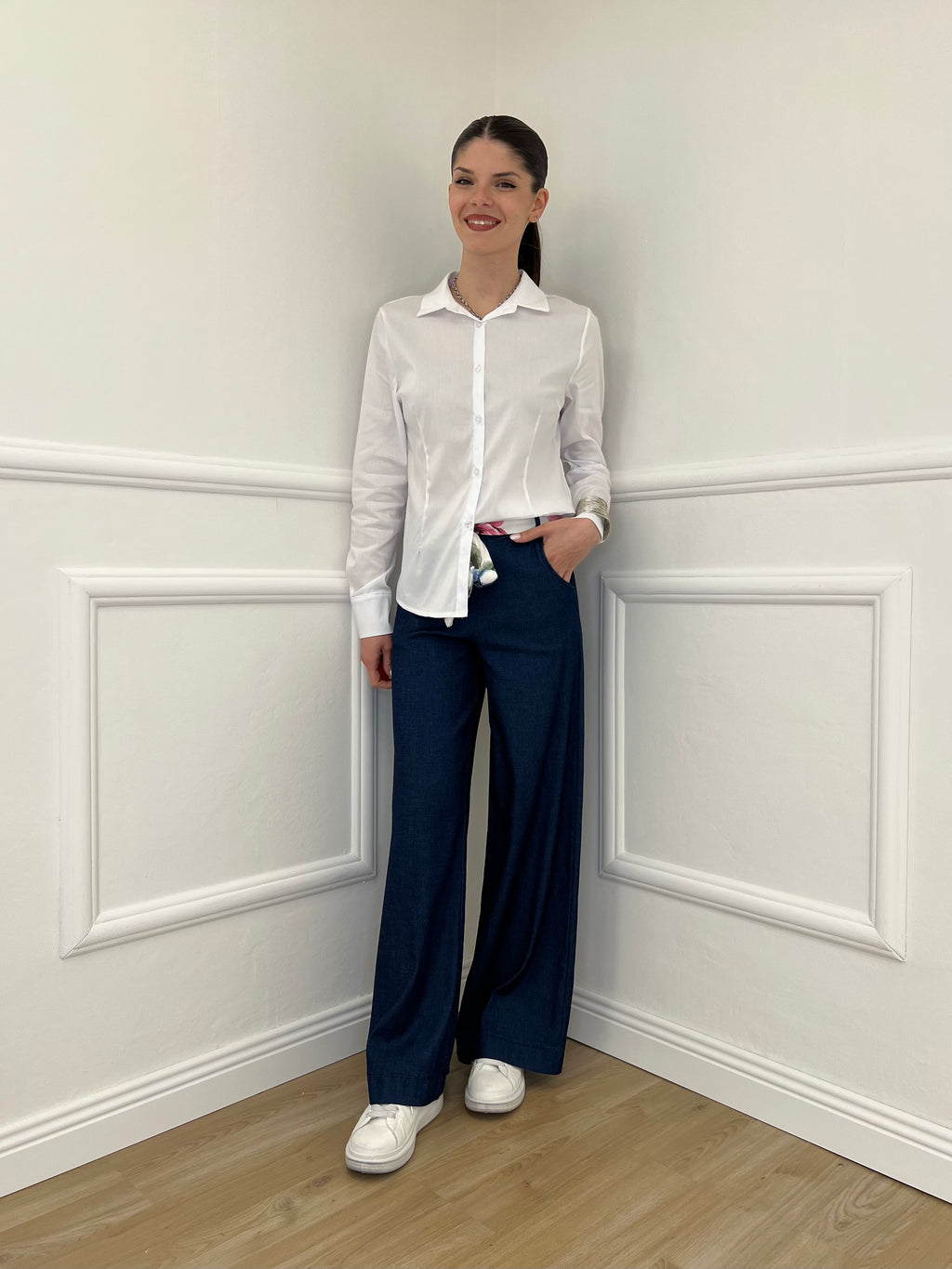 Pantalone Chambray Fusciacca 1476 Blu