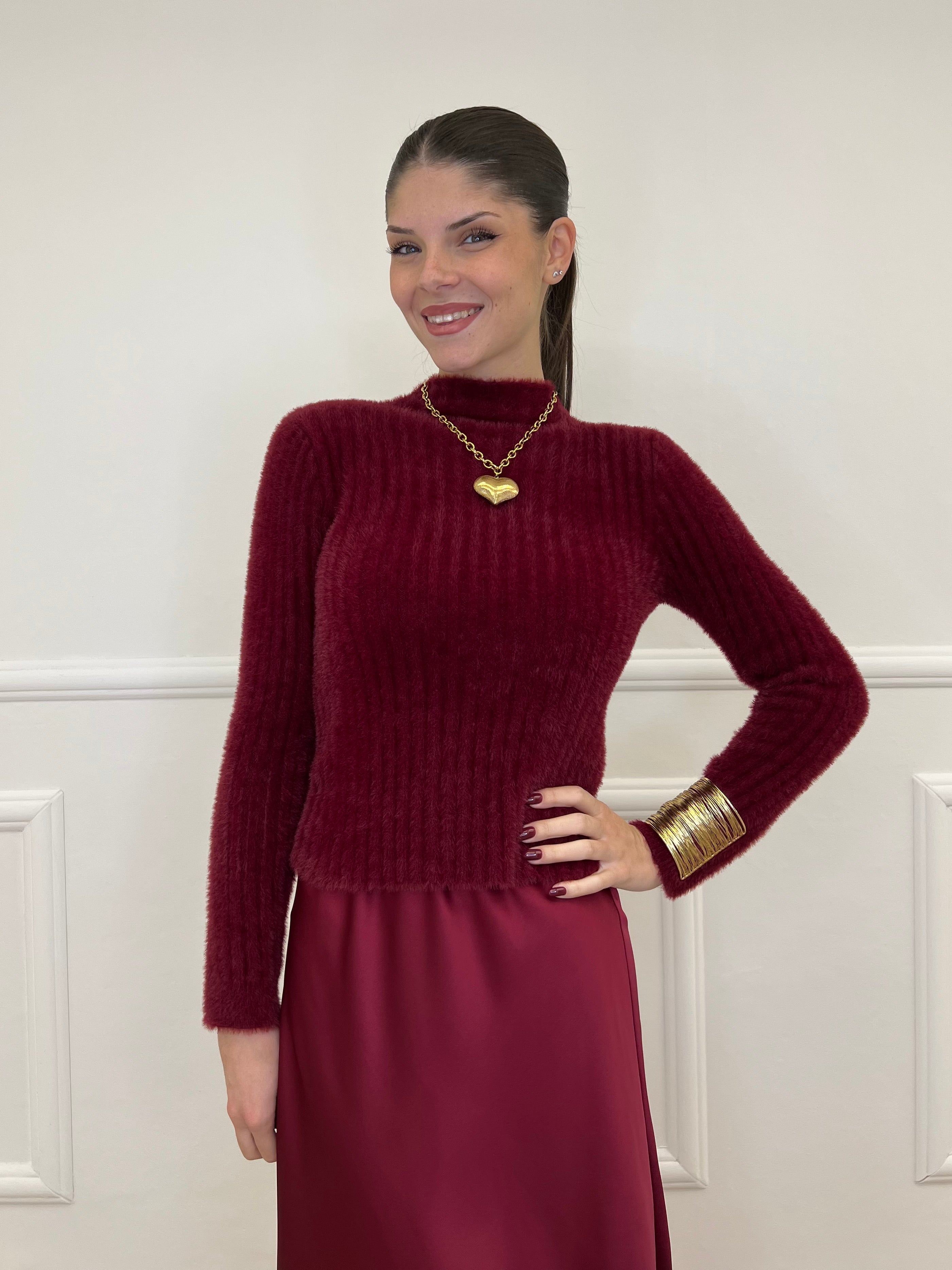 Maglia Fluffy Lupetto 8881 Bordeaux