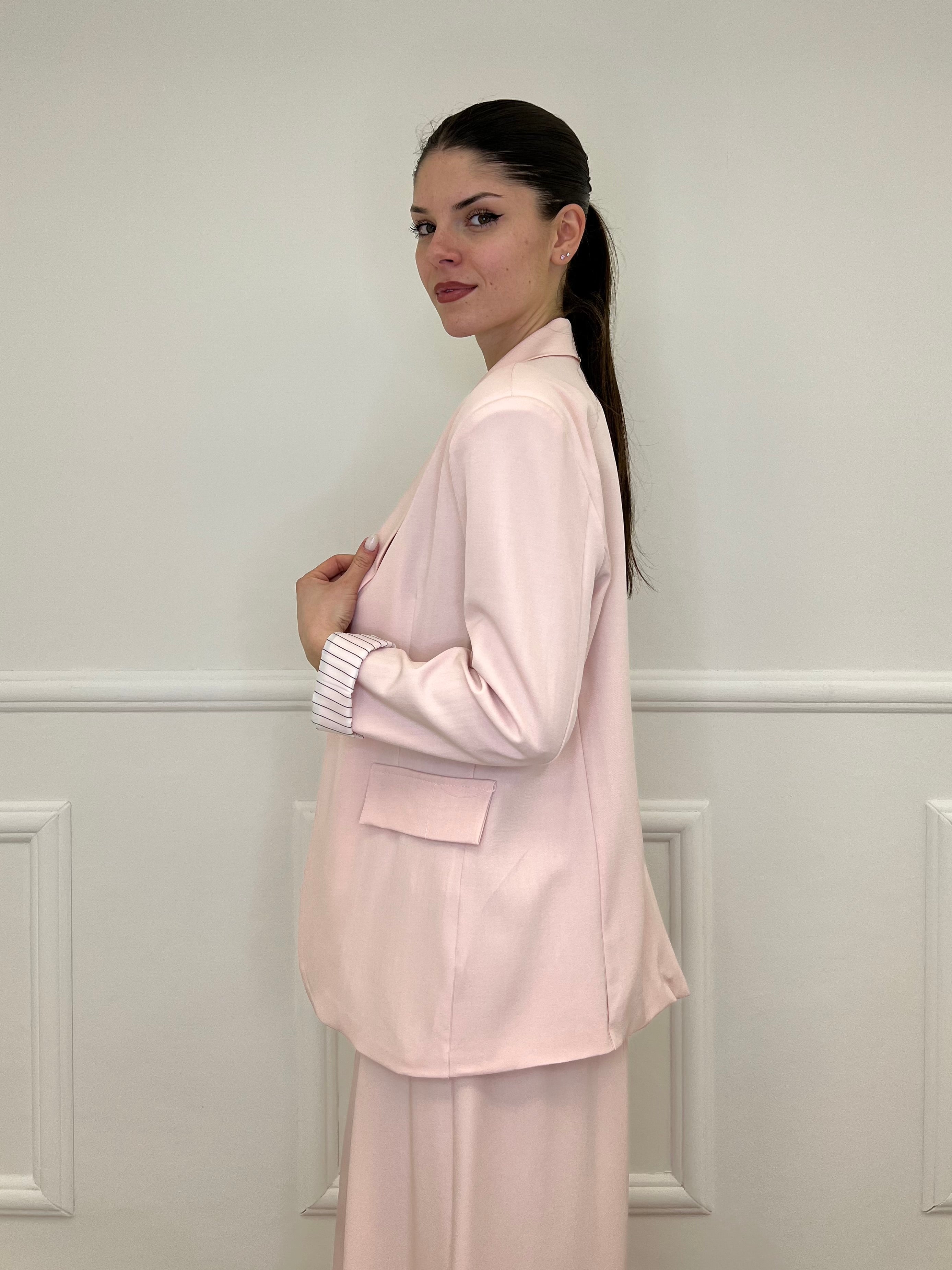 Blazer Con Fodera Gessata 216401 Rosa