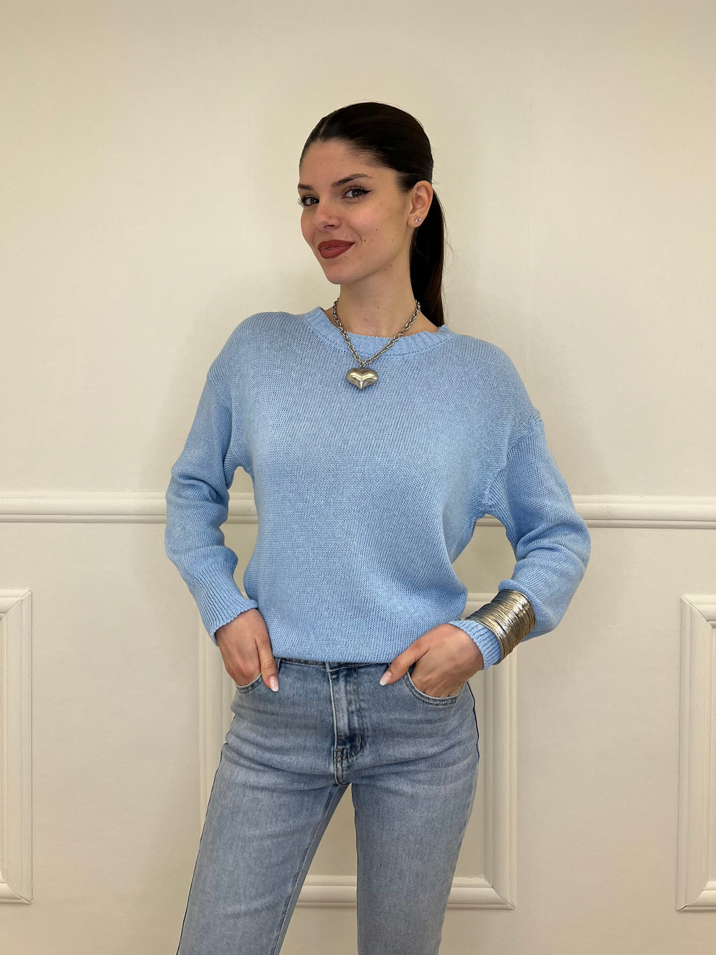 Maglia Over Cotone 3686 Azzurro