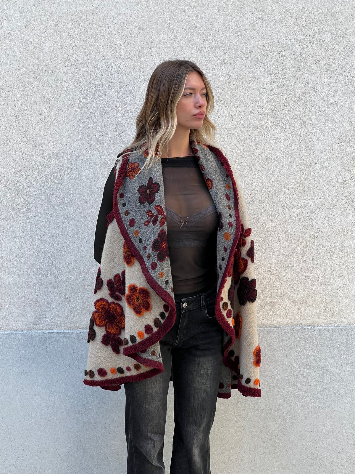 Poncho Gilet Suzani Doubleface 67041 Bordeaux