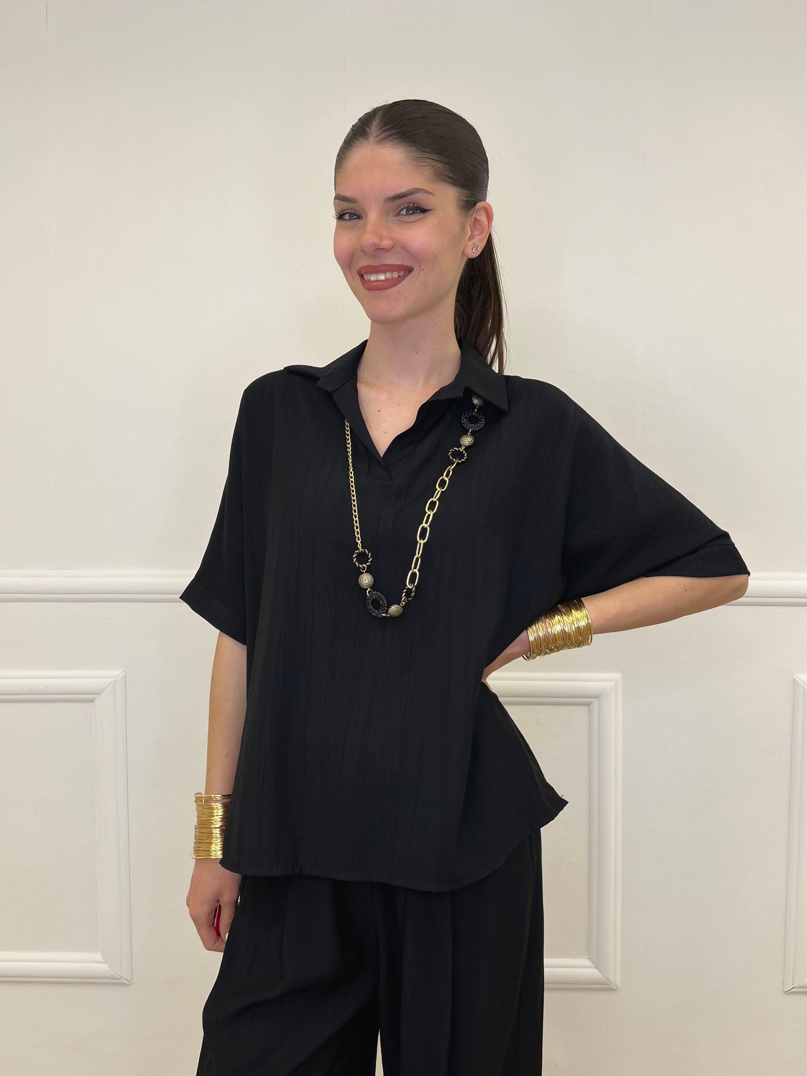 Camicia Fluida Strop 26081 Nero