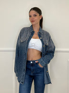 Giacca Denim Strass MF2493 - Bazar Abbigliamento