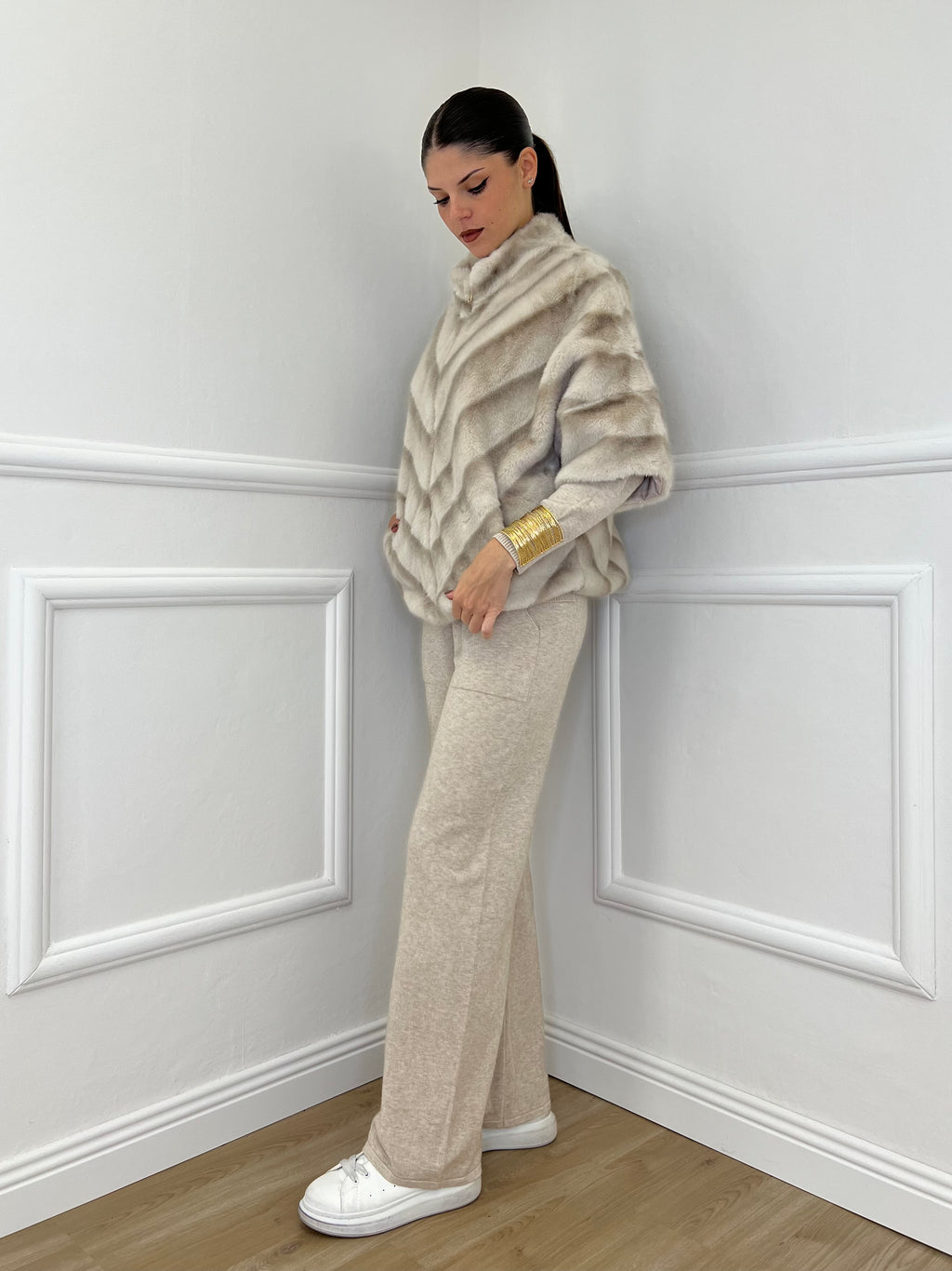 Pelliccia Chevron C037 Ecru