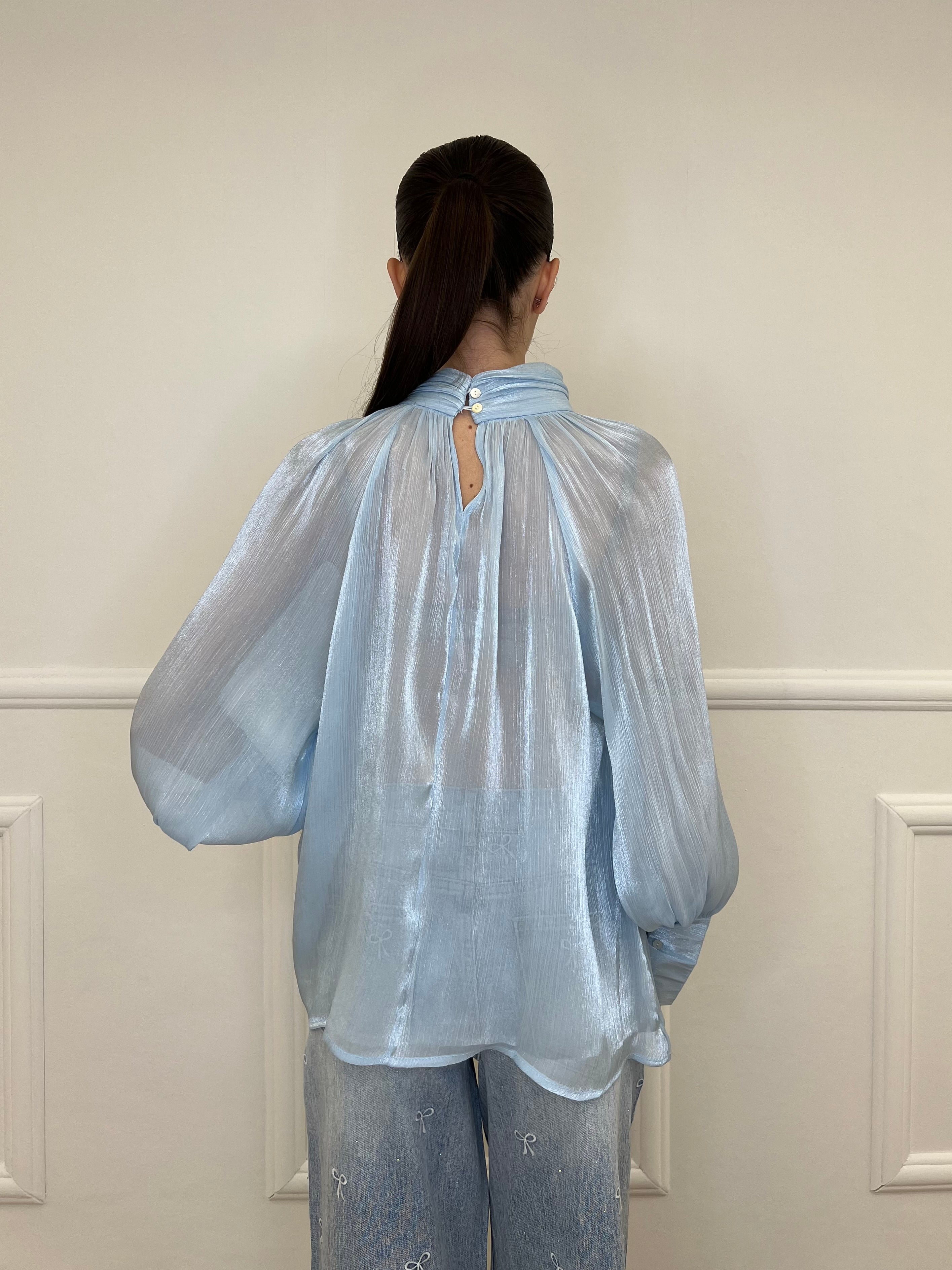 Blusa Chiffon 6595 Azzurro