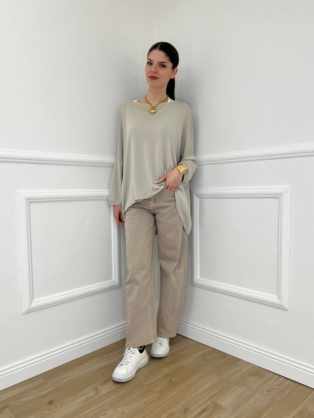 Twin Set Maxi Maglia e Canotta 53716 Ecru