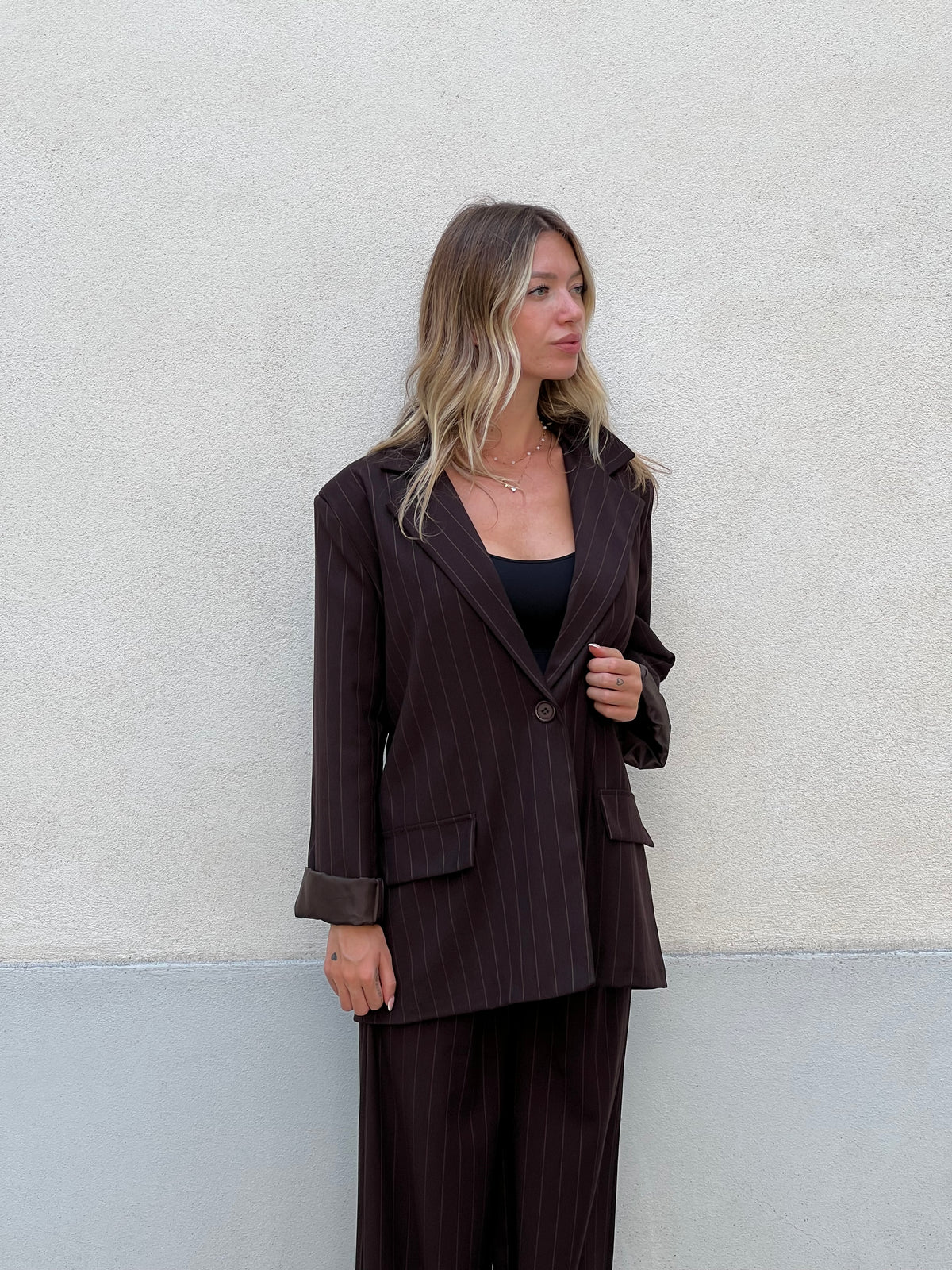 Blazer Over Gessato 5898 Marrone