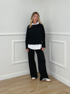 Tuta Oversize Girocollo D27629 Nero