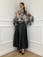 Camicia Jabot Fantasia 4525 Nero - Bazar Abbigliamento