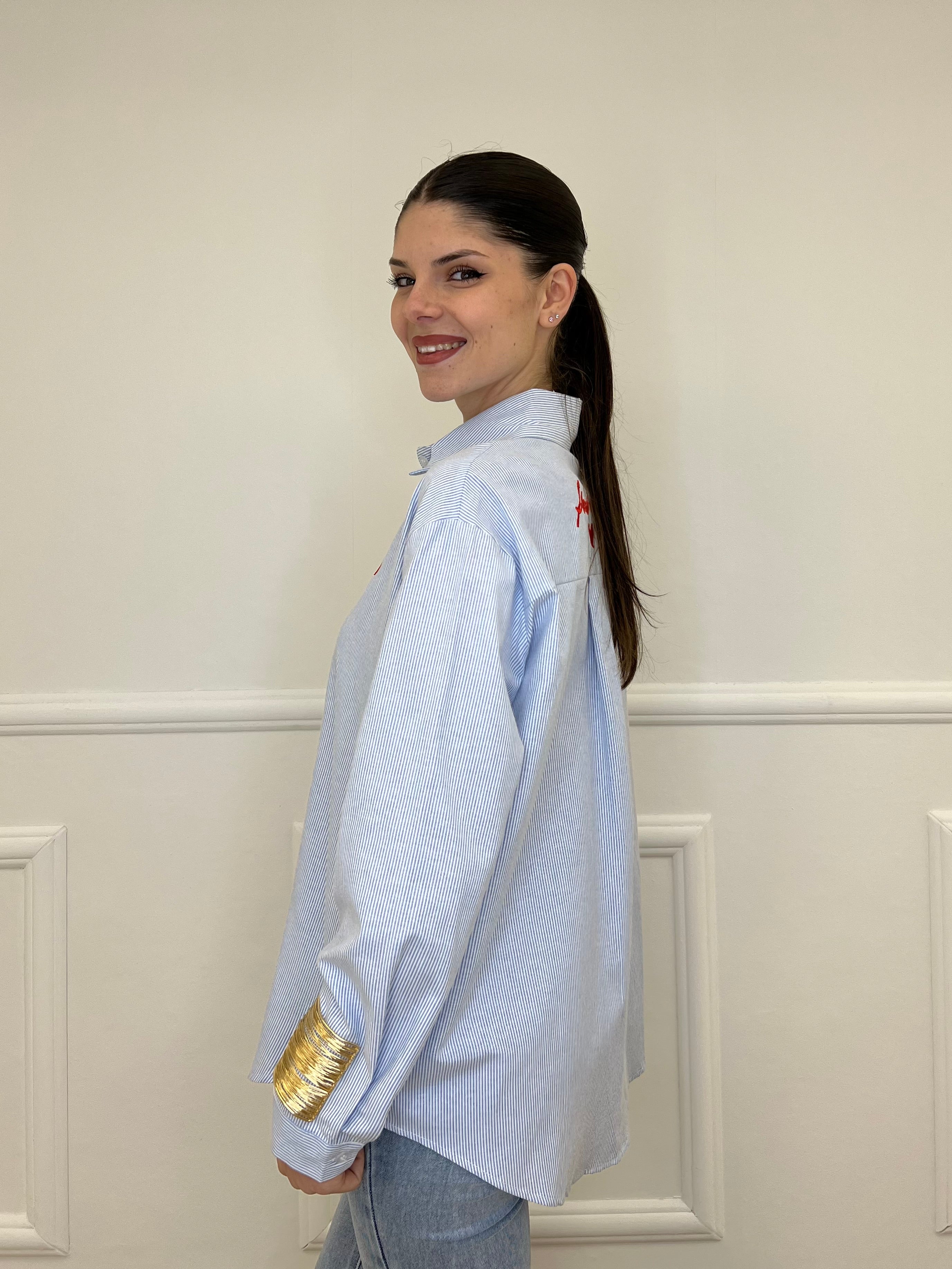 Camicia Ricamo "Fired Atty" 2497 Azzurro