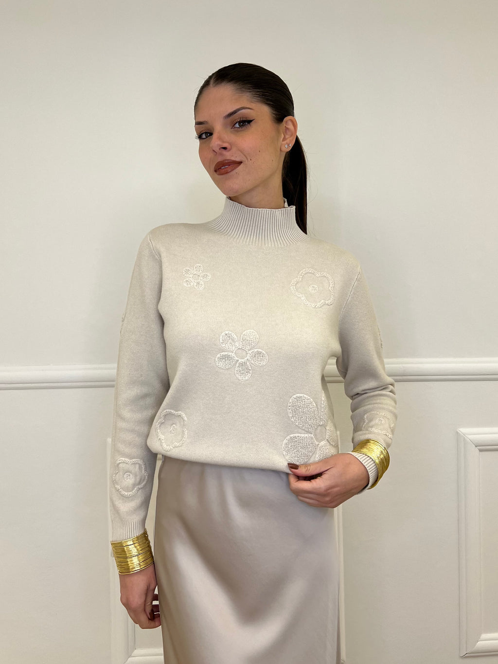 Maglia Flowers 5588 Ecru
