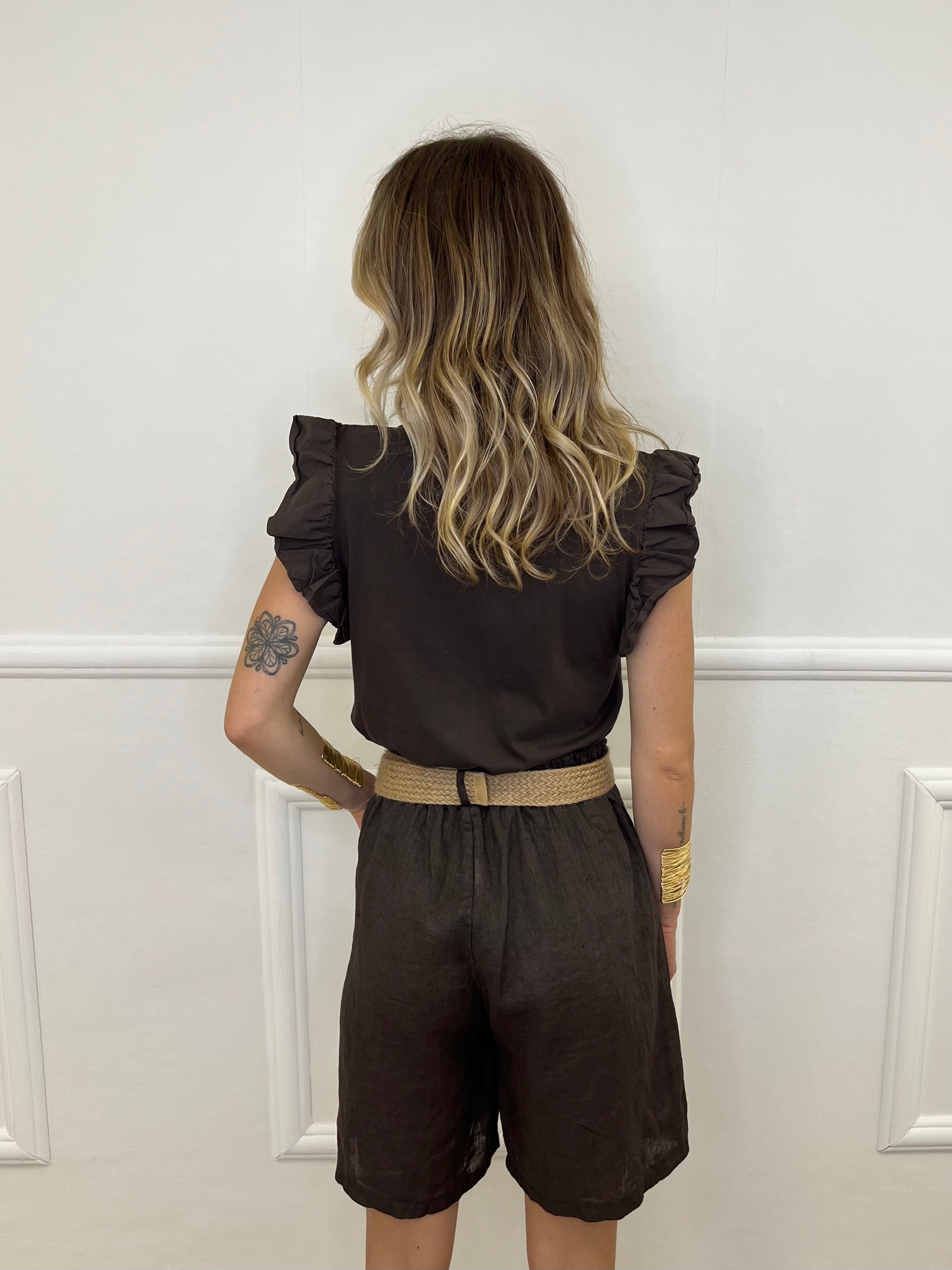 T-shirt Con Rouches 1673 Marrone
