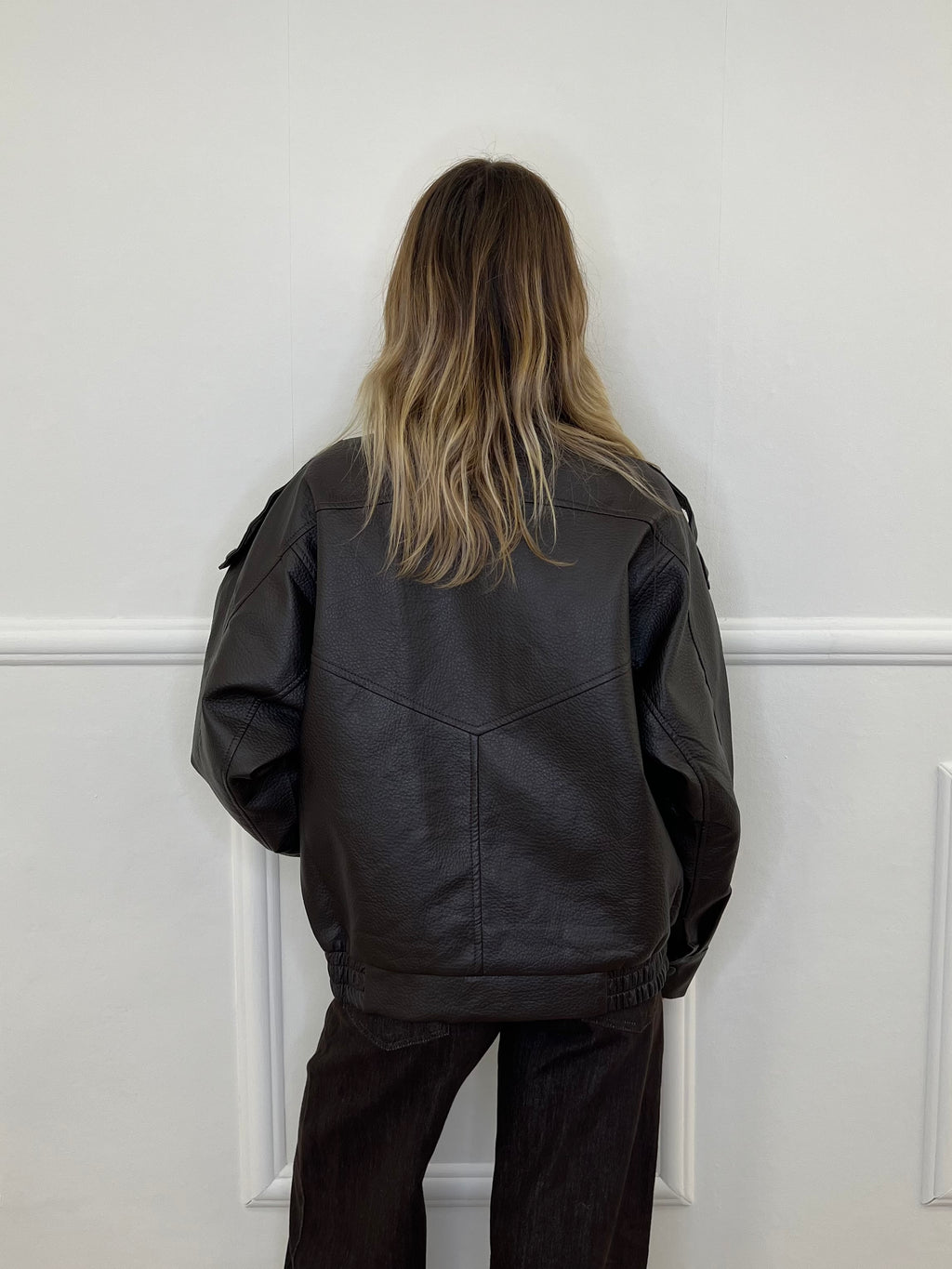 Bomber Ecopelle Martellata F01 Marrone