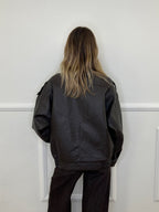 Bomber Ecopelle Martellata F01 Marrone