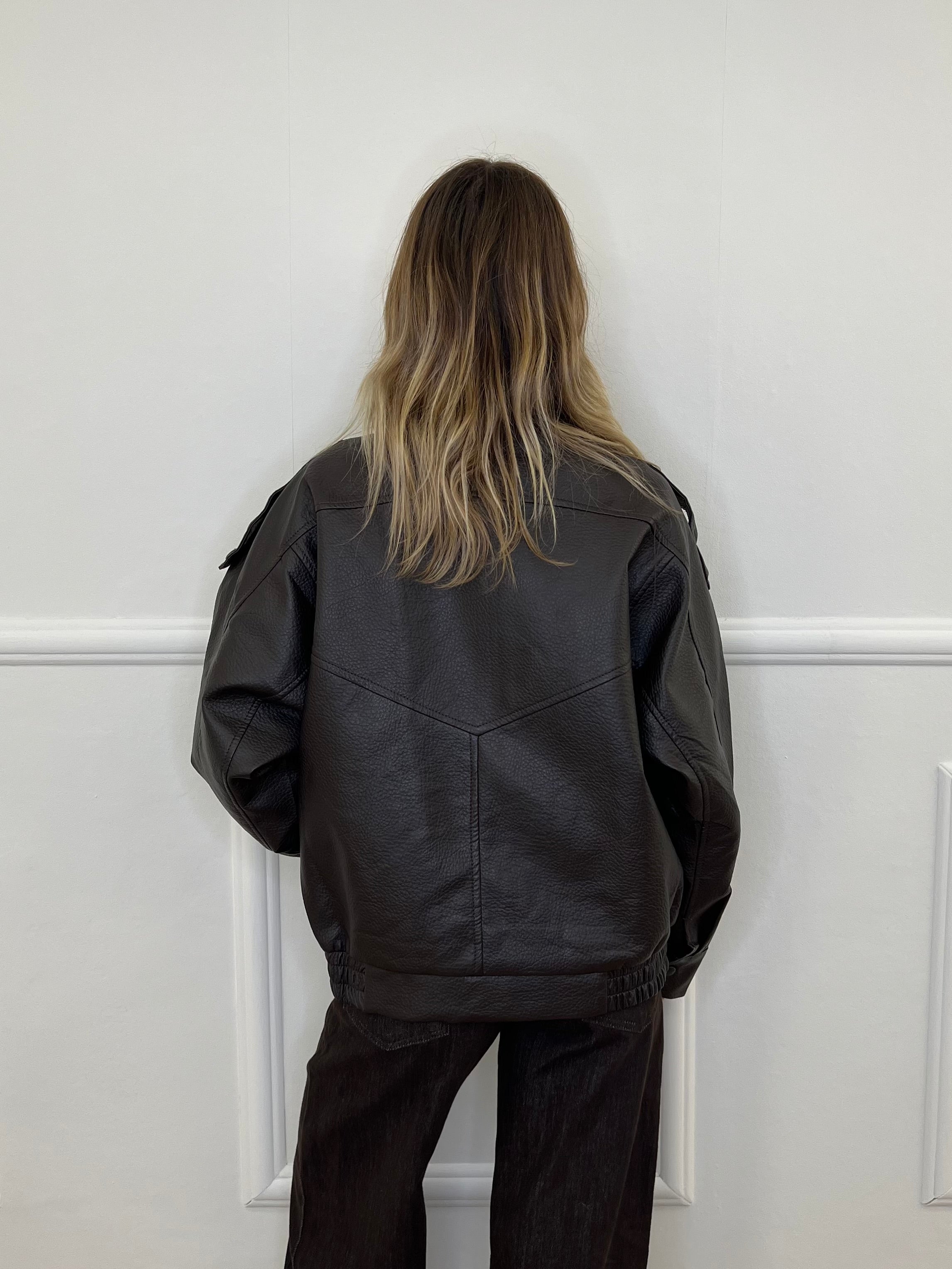 Bomber Ecopelle Martellata F01 Marrone