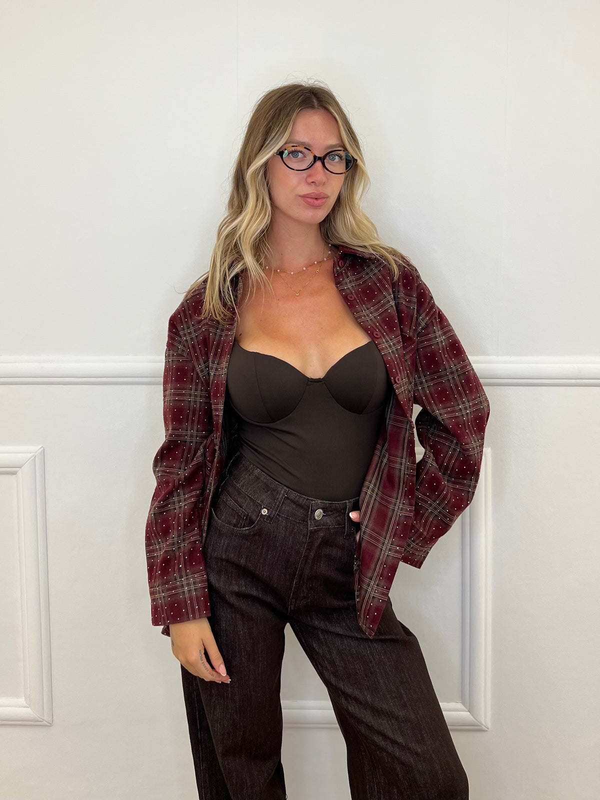 Camicia Check Strass 19108 Bordeaux