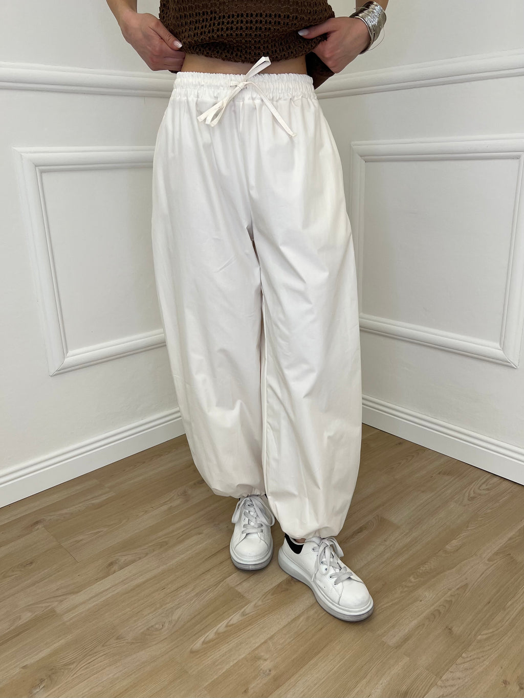 Pantalone Parachute Popeline 37199 Panna