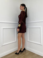 Top Bustier in Pizzo 7358 Burgundy