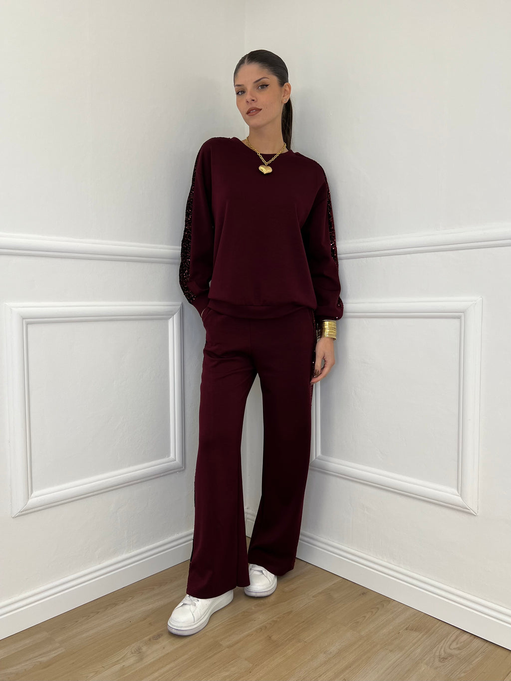 Tuta con Paillettes 21172 Burgundy