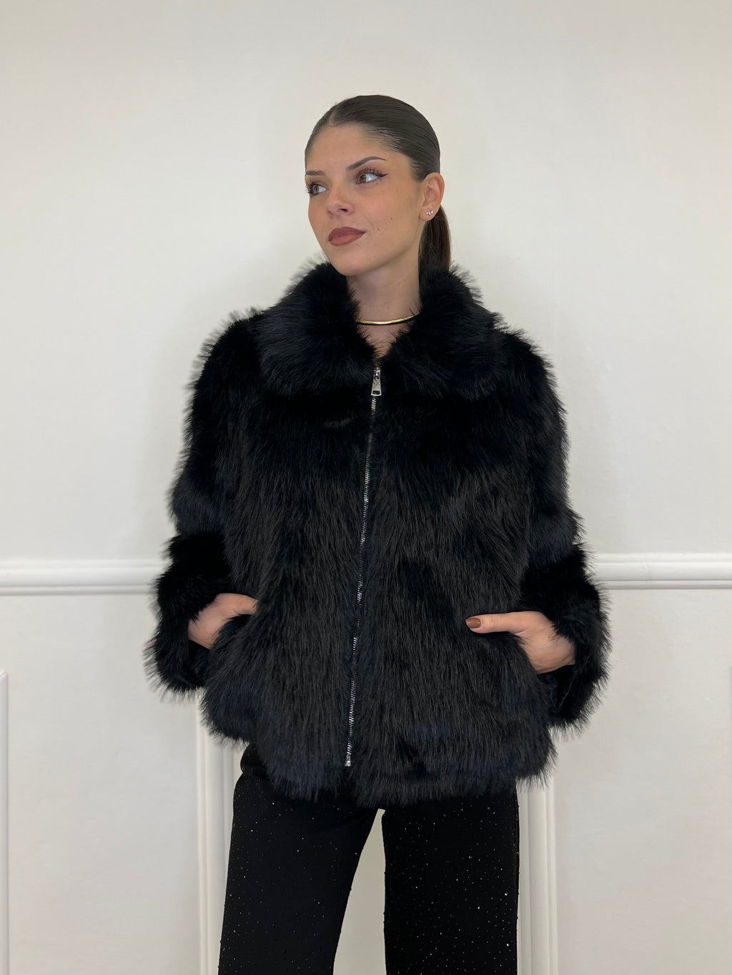 Pelliccia Zip C058 Nero