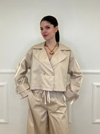 Trench Crop Doppiopetto Bande 7803 Ecru