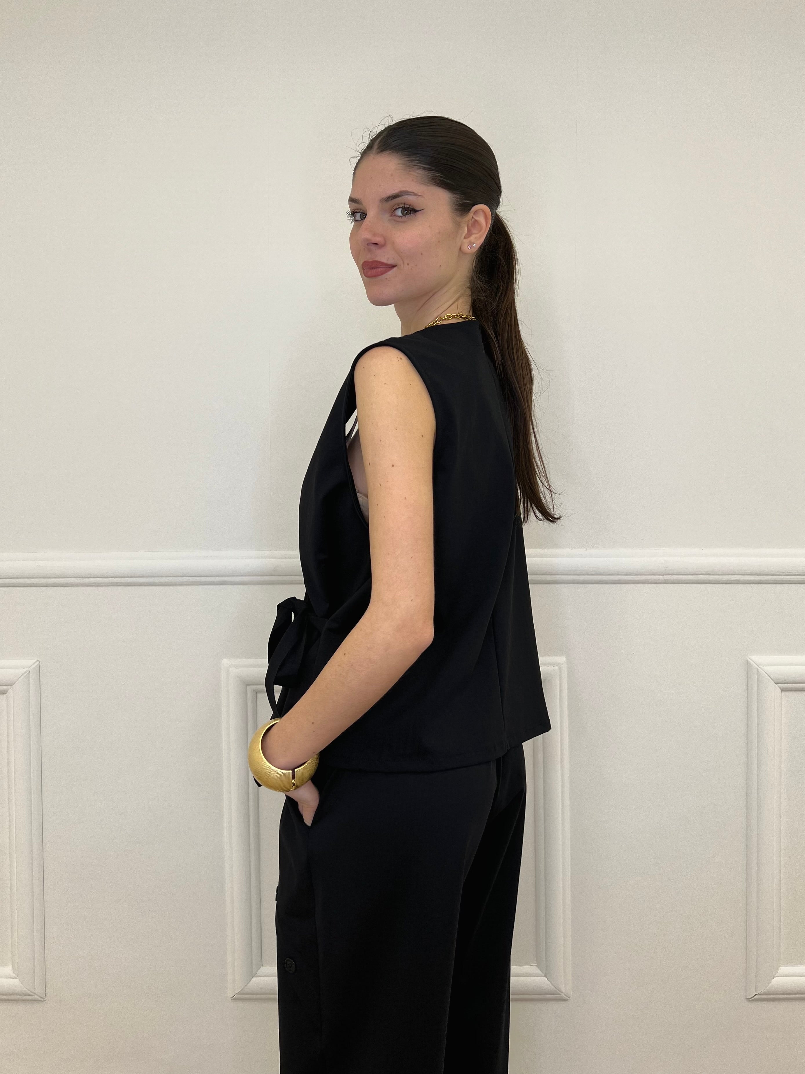 Gilet Fiocco Punto Milano 42144 Nero