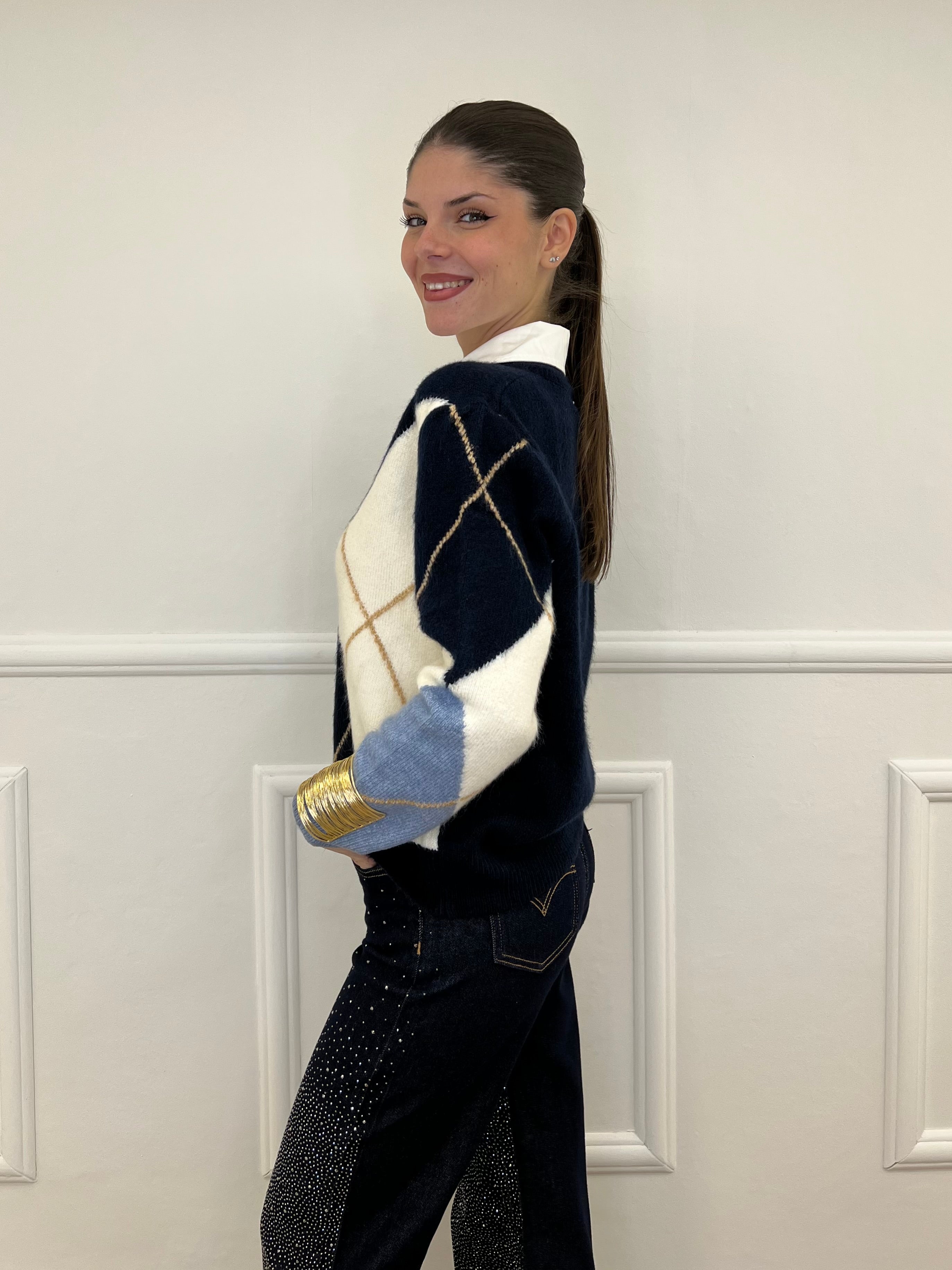 Maglia Camicia Losanghe 11116 Blu