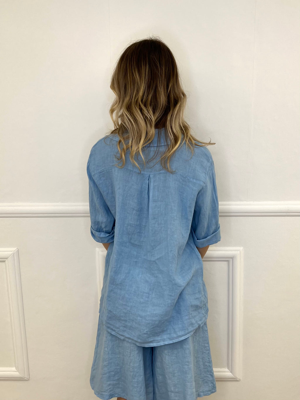 Camicia Over 100% Lino 1789 Azzurro