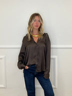 Camicia In Raso a Righe 22040 Moro e Azzurro