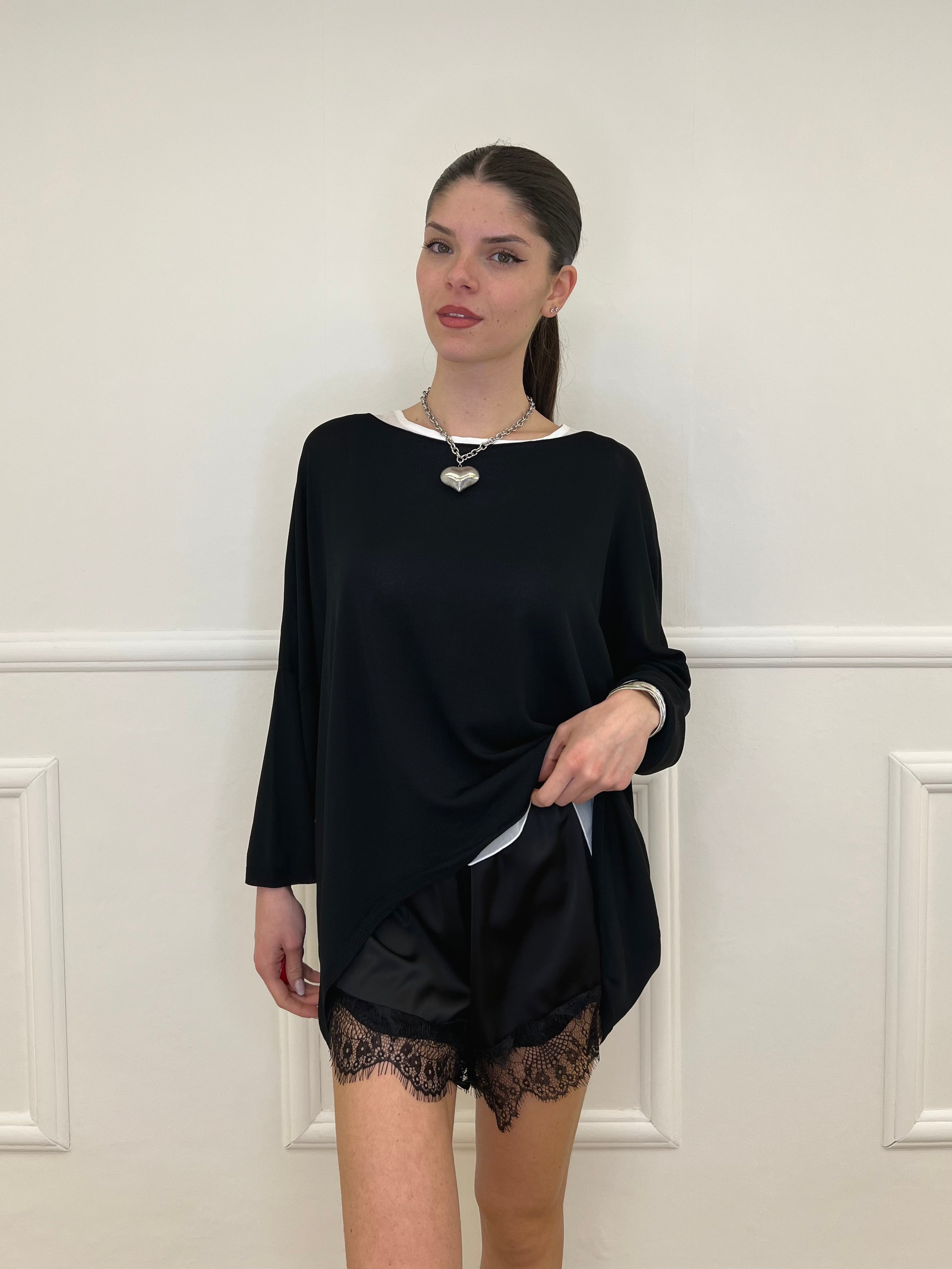 Twin Set Maxi Maglia e Canotta 53716 Nero