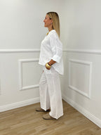 Camicia Scatoletta Lino 89303 Bianco