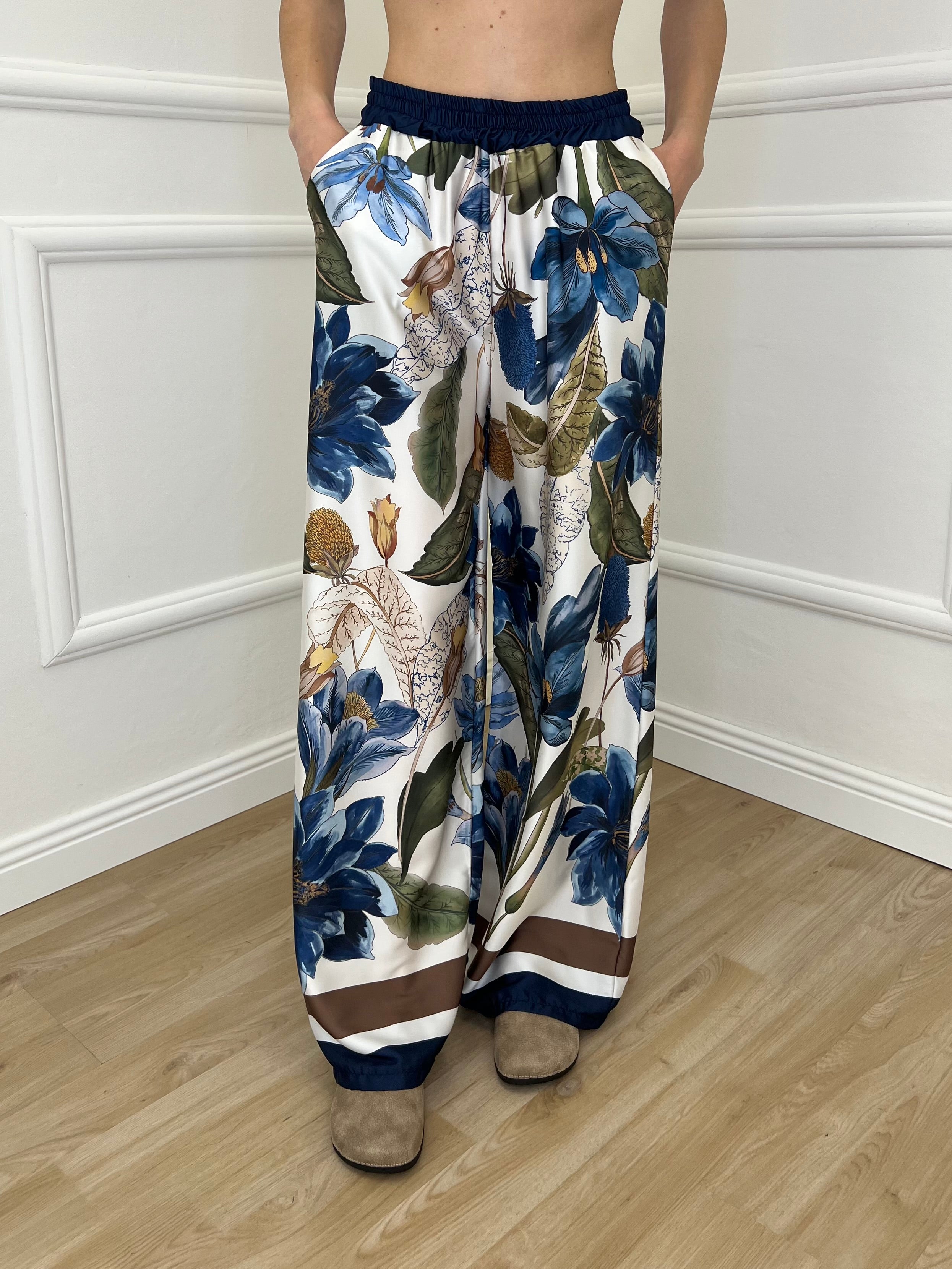 Completo Satin Pantalone Fantasia 17397 Blu