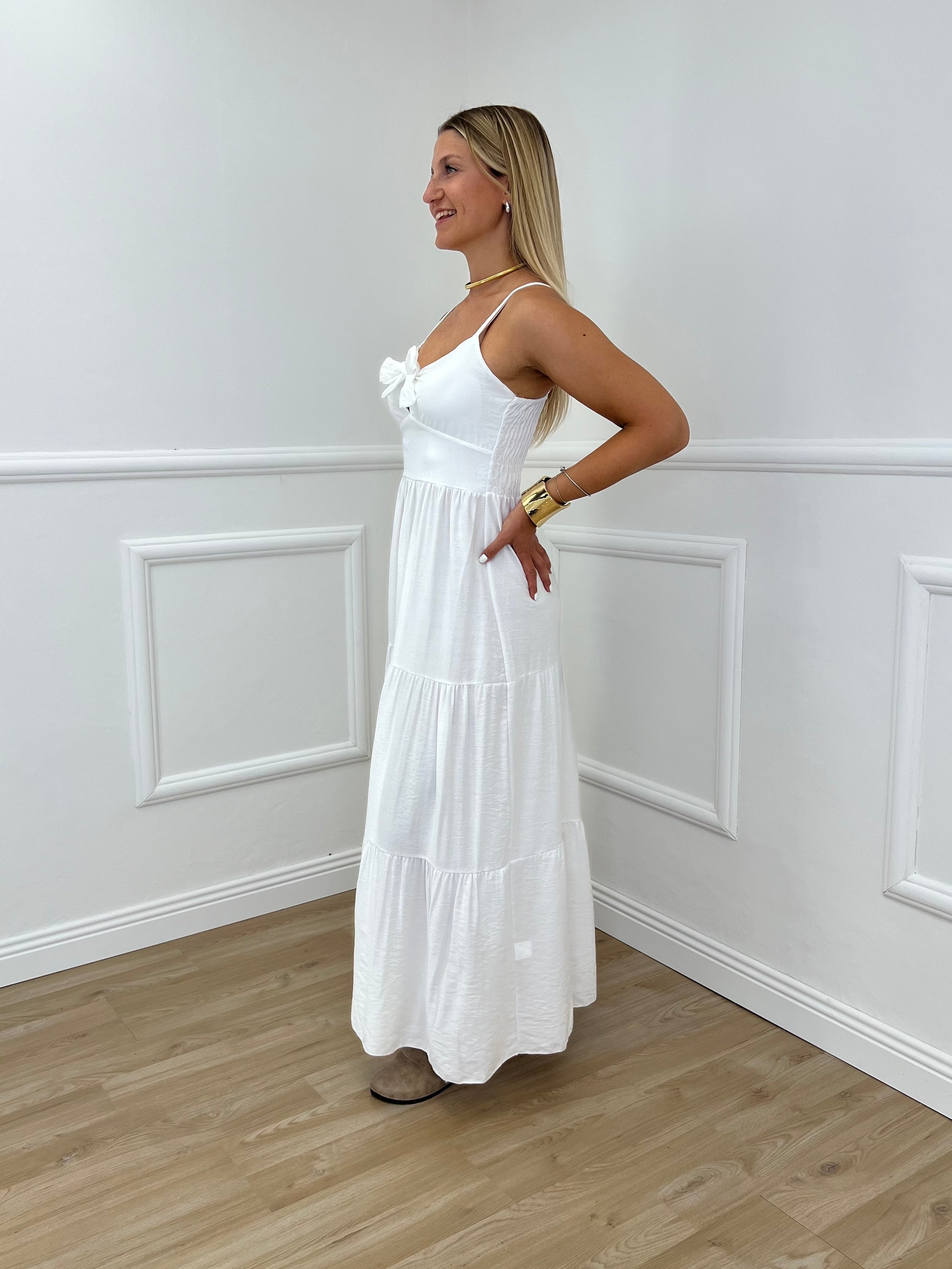 Abito Crepe Fiocco 0567 Bianco