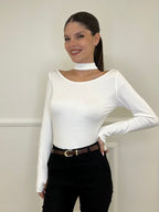 Maglia Choker 3823 Bianco - Bazar Abbigliamento