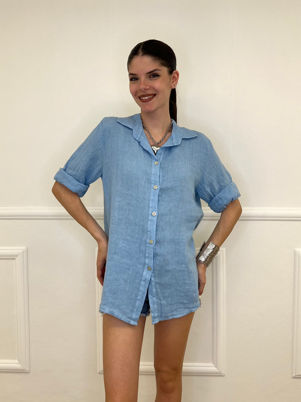 Camicia Over In Lino 1789 Azzurro