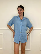 Camicia Over In Lino 1789 Azzurro