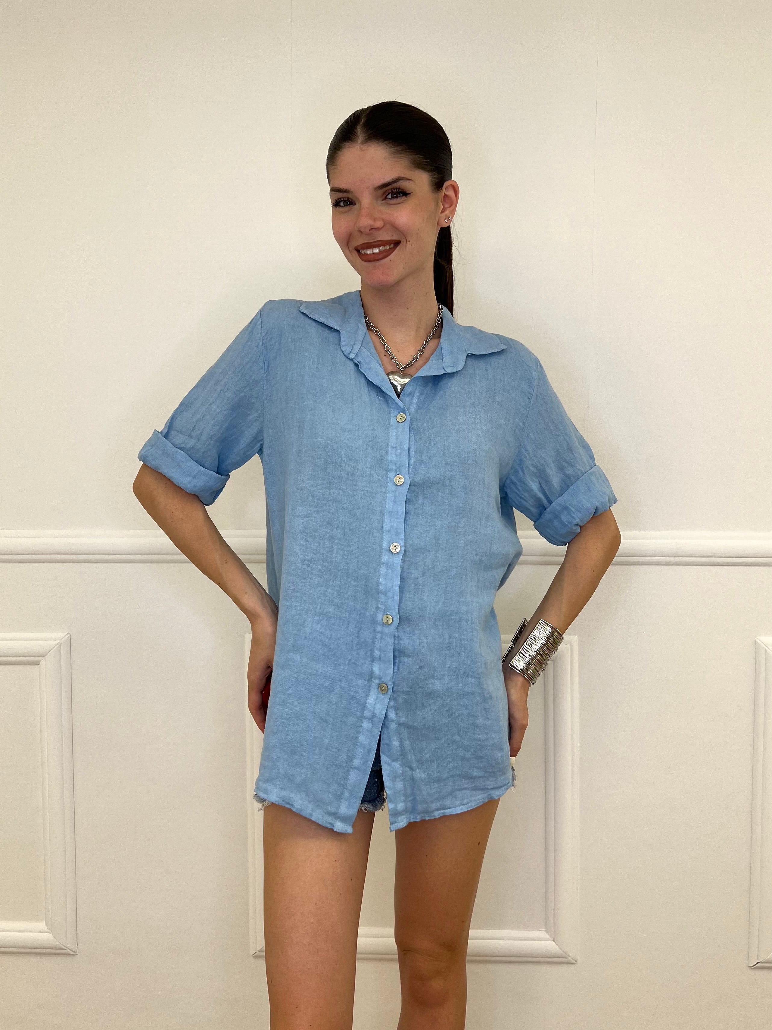 Camicia Over In Lino 1789 Azzurro