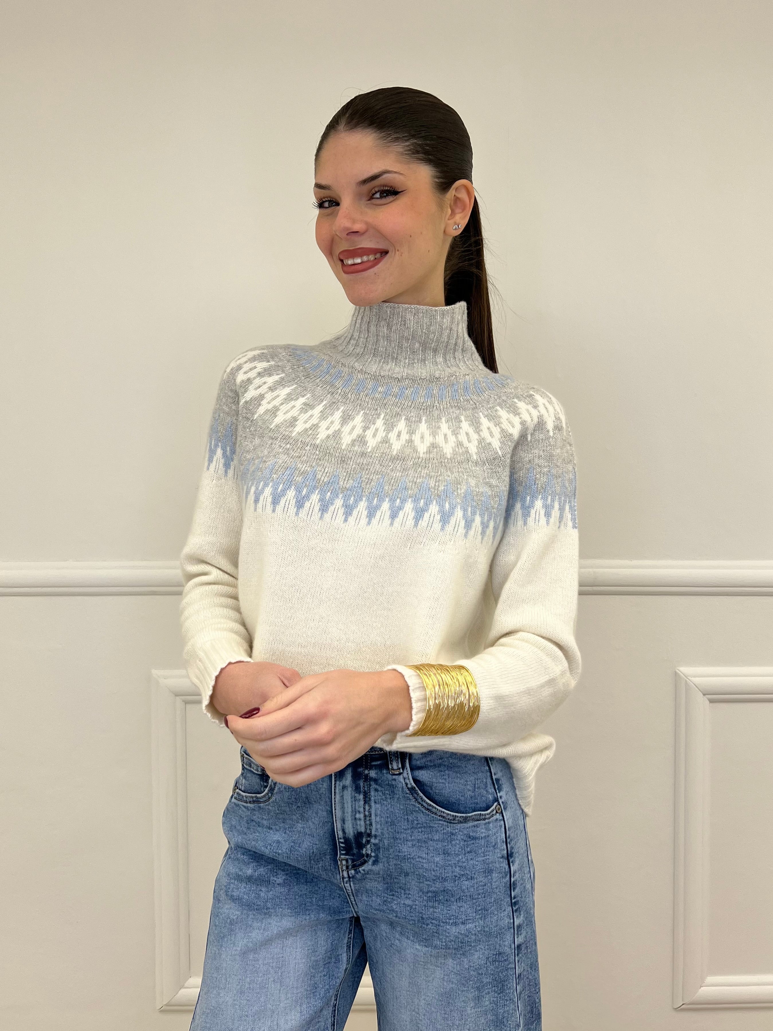 Maglia Norvegese 8240 Panna e Azzurro