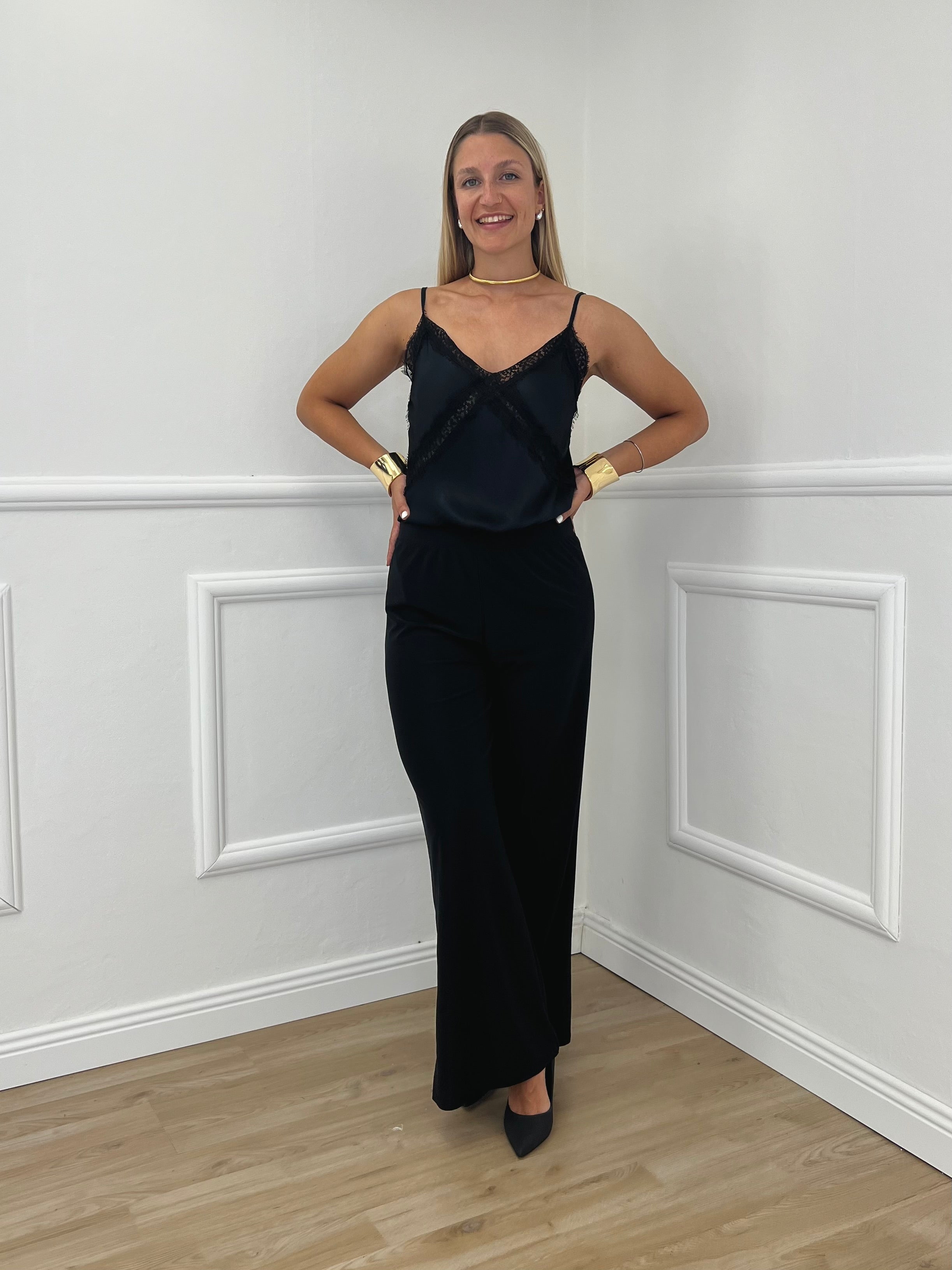 Top In Raso Con Pizzo 80228 Nero
