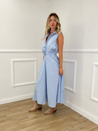 Abito Incrocio Regimental 4987 Azzurro