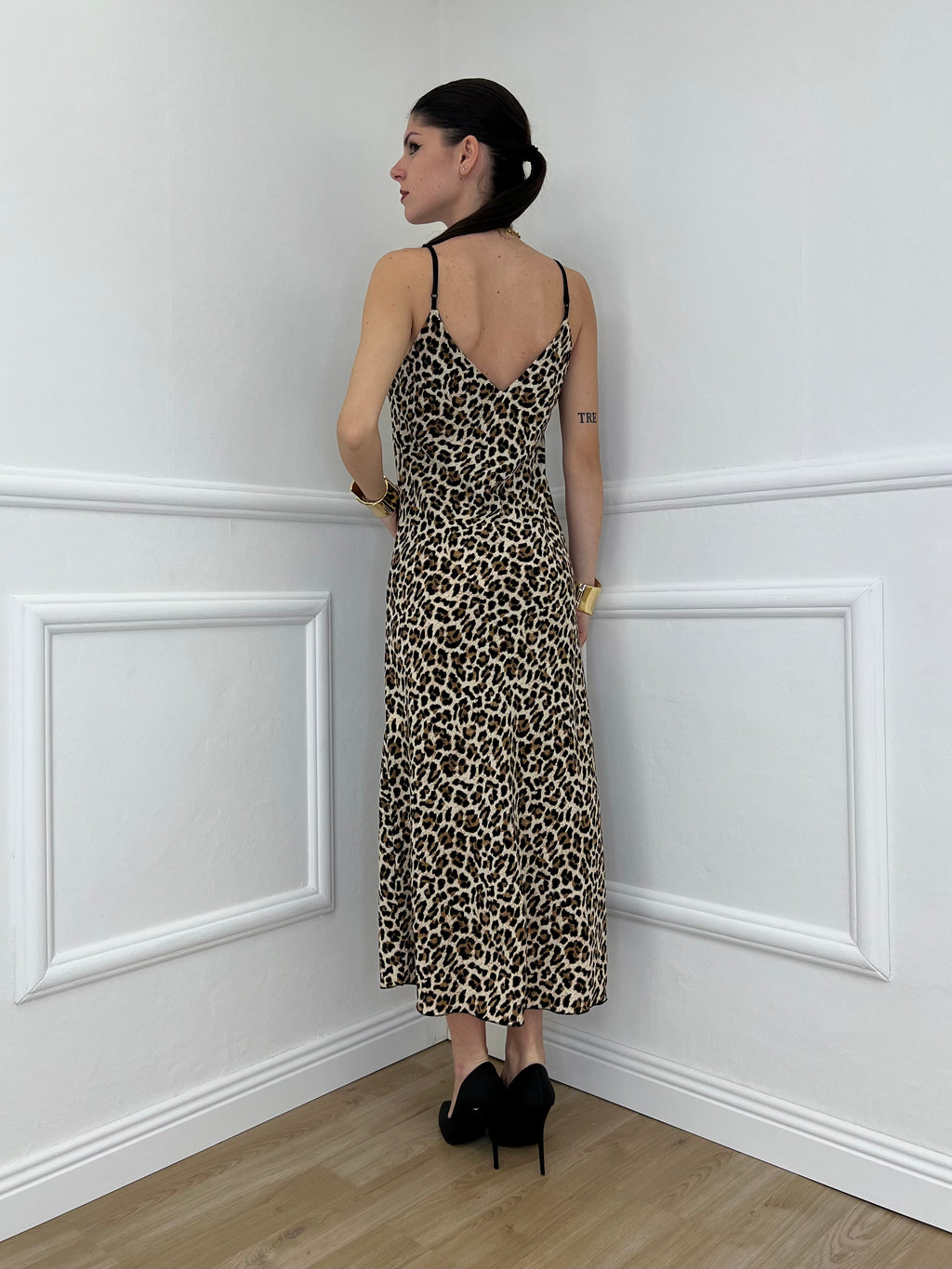 Vestito In Satin Animalier 9857 Maculato