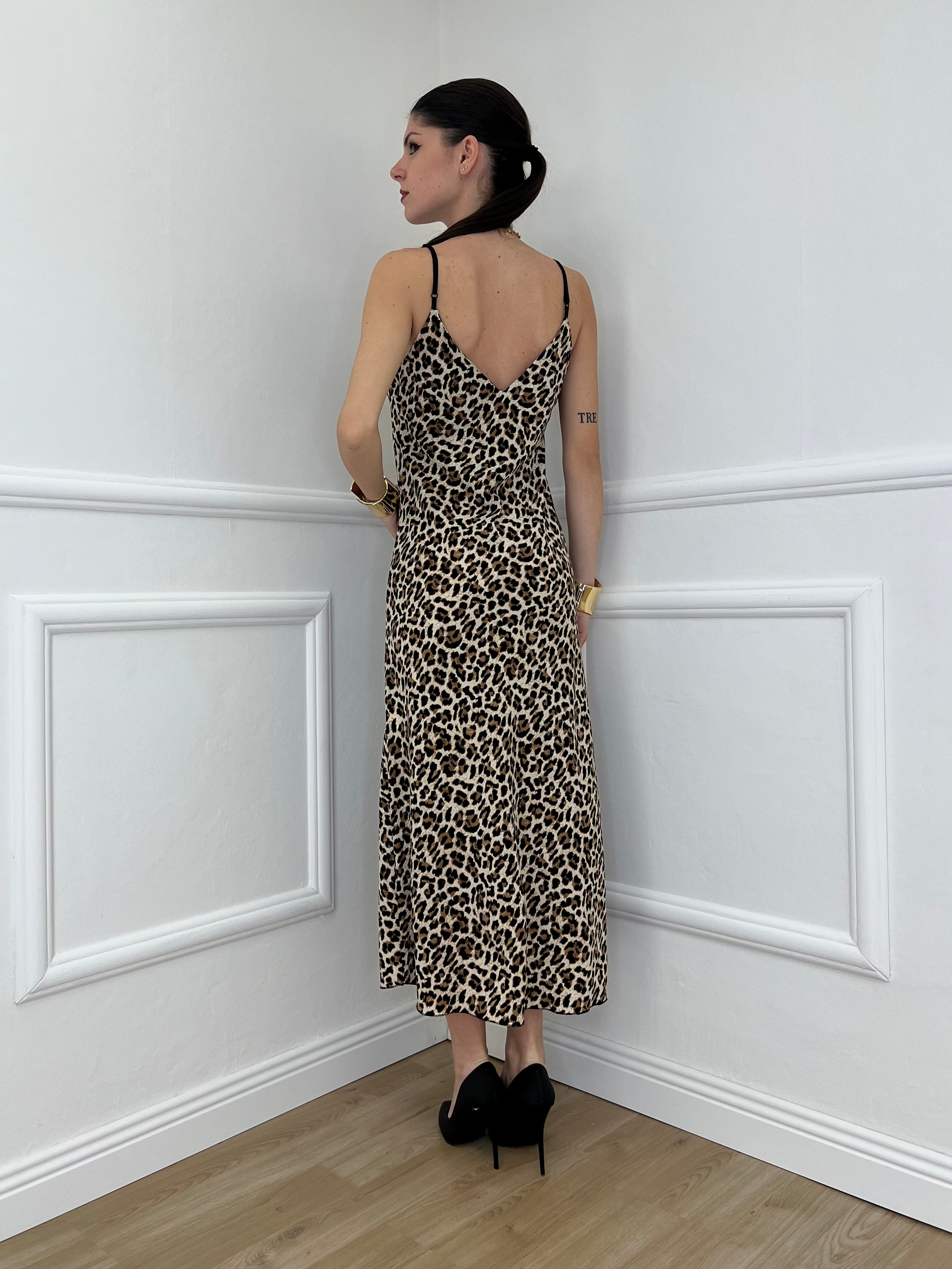 Vestito In Satin Animalier 9857 Maculato